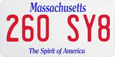 MA license plate 260SY8