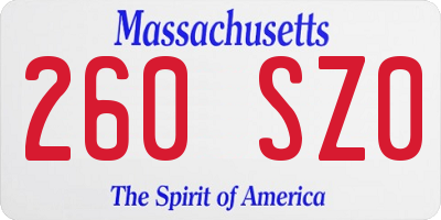 MA license plate 260SZ0