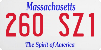 MA license plate 260SZ1