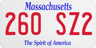 MA license plate 260SZ2