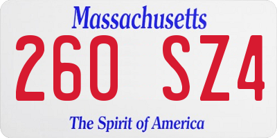 MA license plate 260SZ4