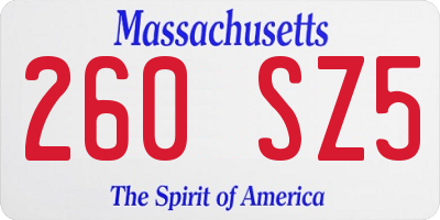 MA license plate 260SZ5