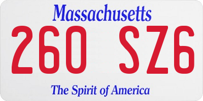 MA license plate 260SZ6
