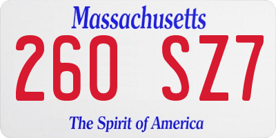 MA license plate 260SZ7