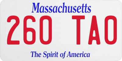 MA license plate 260TA0