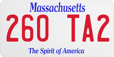 MA license plate 260TA2