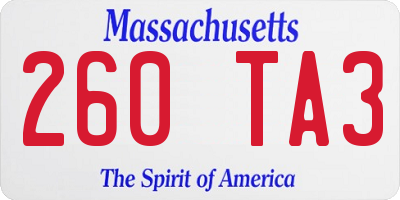 MA license plate 260TA3