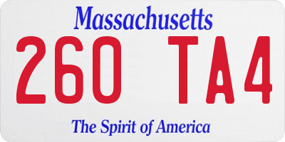 MA license plate 260TA4