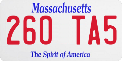MA license plate 260TA5