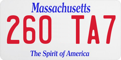 MA license plate 260TA7