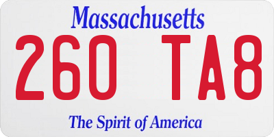 MA license plate 260TA8
