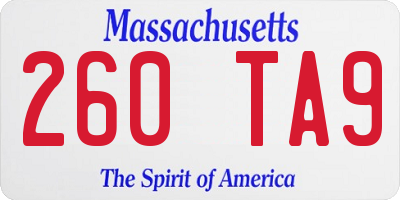 MA license plate 260TA9