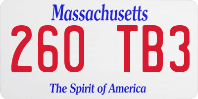 MA license plate 260TB3