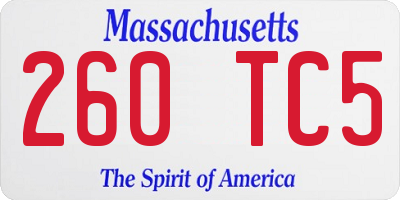 MA license plate 260TC5