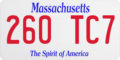 MA license plate 260TC7
