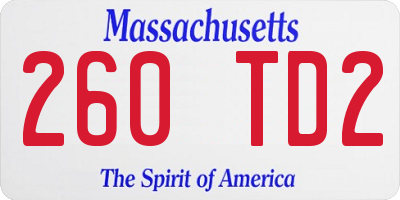 MA license plate 260TD2