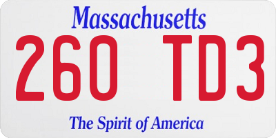 MA license plate 260TD3