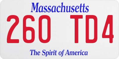 MA license plate 260TD4