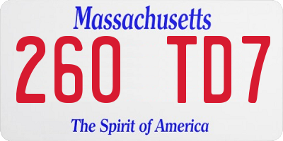 MA license plate 260TD7