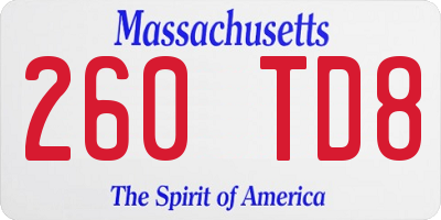MA license plate 260TD8