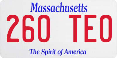 MA license plate 260TE0