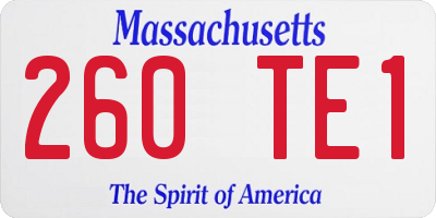 MA license plate 260TE1