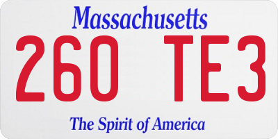 MA license plate 260TE3