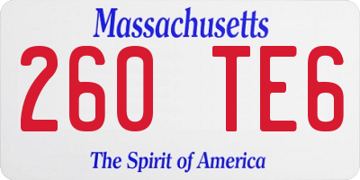 MA license plate 260TE6
