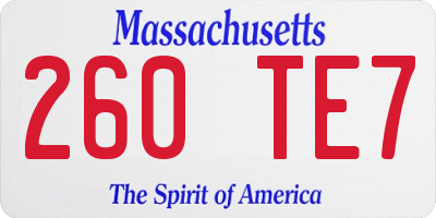 MA license plate 260TE7