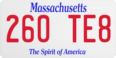 MA license plate 260TE8