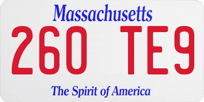 MA license plate 260TE9