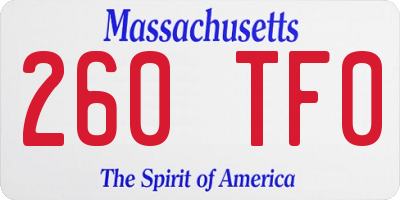 MA license plate 260TF0