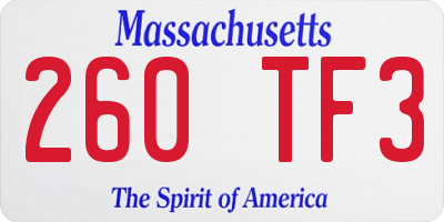 MA license plate 260TF3