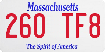 MA license plate 260TF8