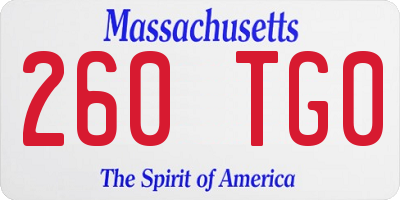 MA license plate 260TG0