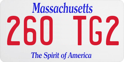 MA license plate 260TG2