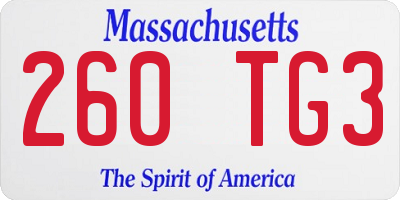 MA license plate 260TG3