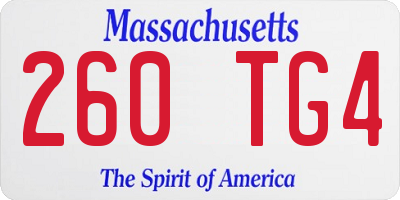 MA license plate 260TG4