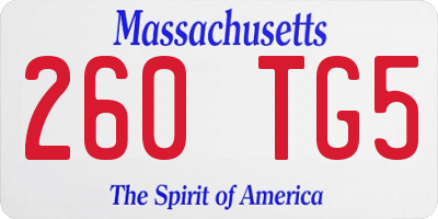 MA license plate 260TG5