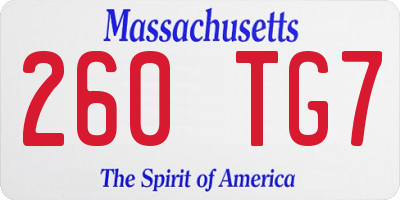 MA license plate 260TG7