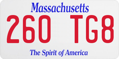 MA license plate 260TG8