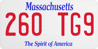 MA license plate 260TG9
