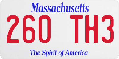 MA license plate 260TH3