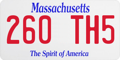 MA license plate 260TH5