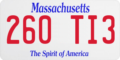 MA license plate 260TI3