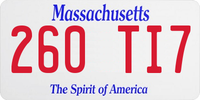 MA license plate 260TI7