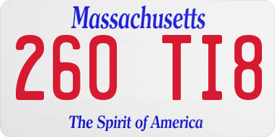 MA license plate 260TI8