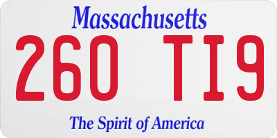 MA license plate 260TI9