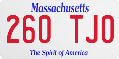 MA license plate 260TJ0