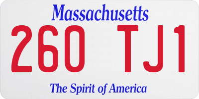 MA license plate 260TJ1